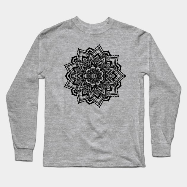 Mandala series- # 2 - Embroidered lotus Long Sleeve T-Shirt by Klumbsykay